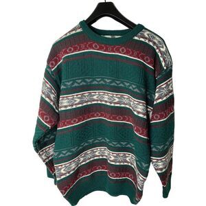 Vintage 90s Emerald club Fair Isle sweater pullover crew neck green size large